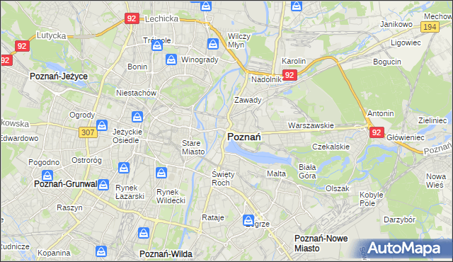 mapa Poznania, Poznań na mapie Targeo