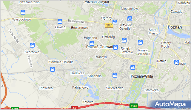 mapa Raszyn gmina Poznań, Raszyn gmina Poznań na mapie Targeo