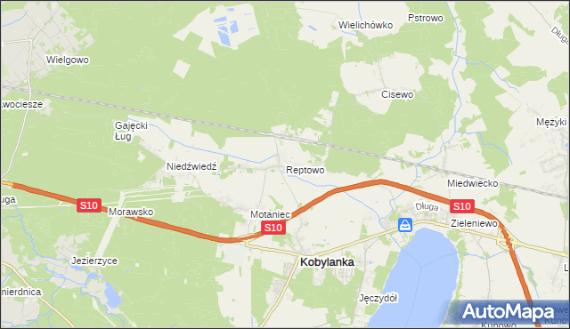 mapa Reptowo gmina Kobylanka, Reptowo gmina Kobylanka na mapie Targeo