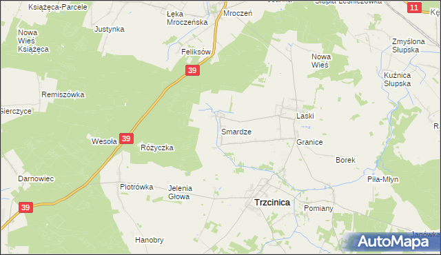 mapa Smardze, Smardze na mapie Targeo