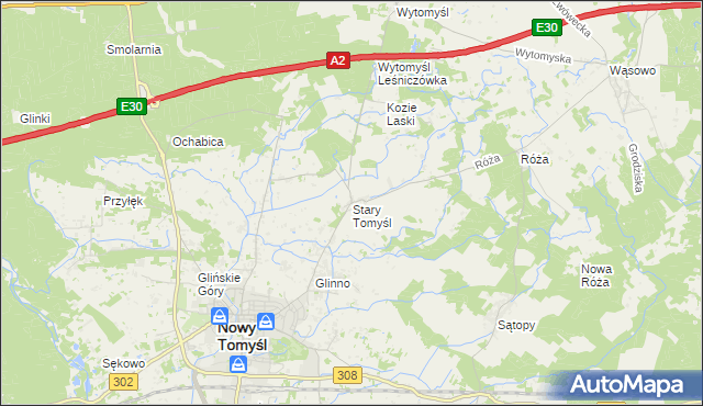 mapa Stary Tomyśl, Stary Tomyśl na mapie Targeo