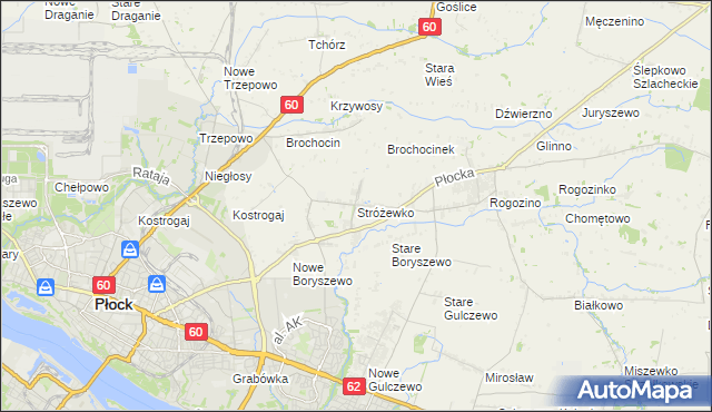 mapa Stróżewko gmina Radzanowo, Stróżewko gmina Radzanowo na mapie Targeo