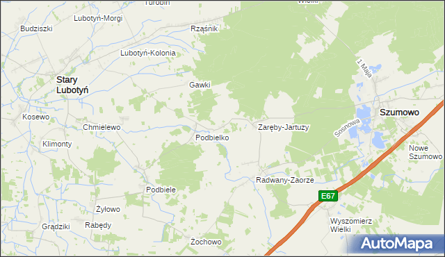 mapa Stryjki gmina Szumowo, Stryjki gmina Szumowo na mapie Targeo