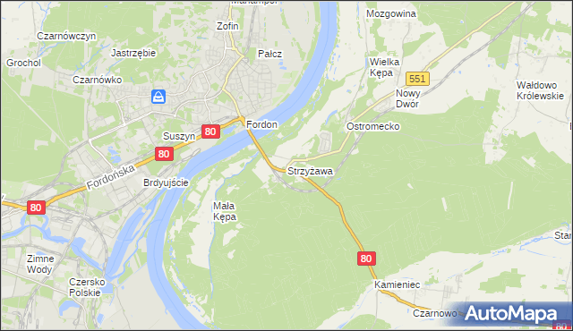 mapa Strzyżawa, Strzyżawa na mapie Targeo