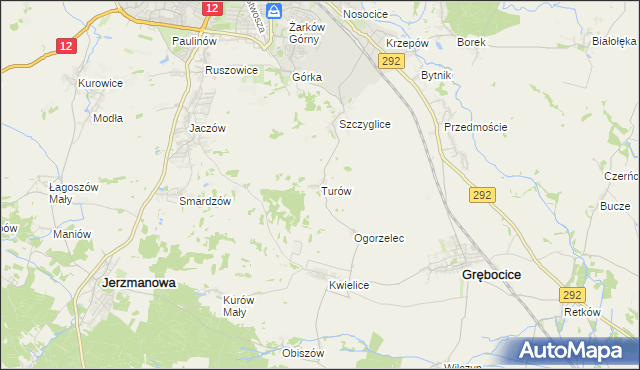 mapa Turów gmina Głogów, Turów gmina Głogów na mapie Targeo