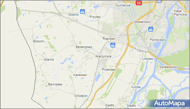 mapa Warzymice, Warzymice na mapie Targeo