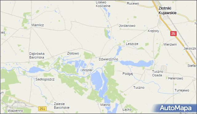 mapa Dźwierzchno, Dźwierzchno na mapie Targeo