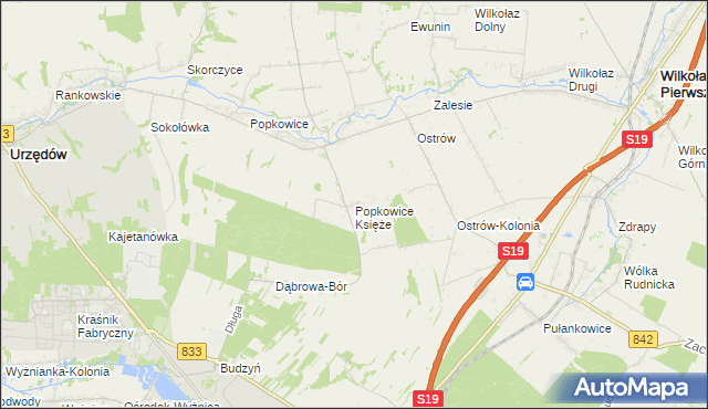 mapa Popkowice Księże, Popkowice Księże na mapie Targeo