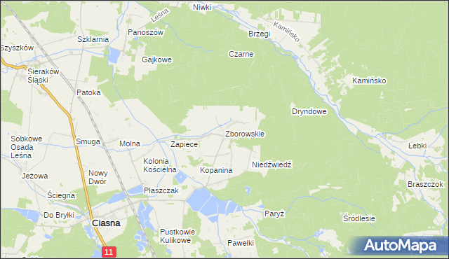 mapa Zborowskie gmina Ciasna, Zborowskie gmina Ciasna na mapie Targeo