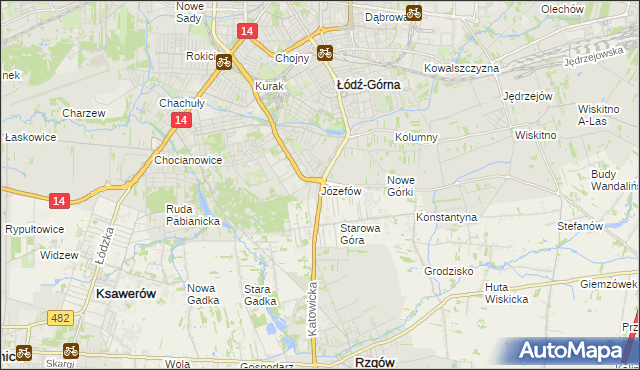 mapa Józefów gmina Łódź, Józefów gmina Łódź na mapie Targeo