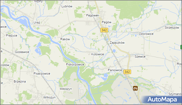 mapa Kotowice gmina Oborniki Śląskie, Kotowice gmina Oborniki Śląskie na mapie Targeo