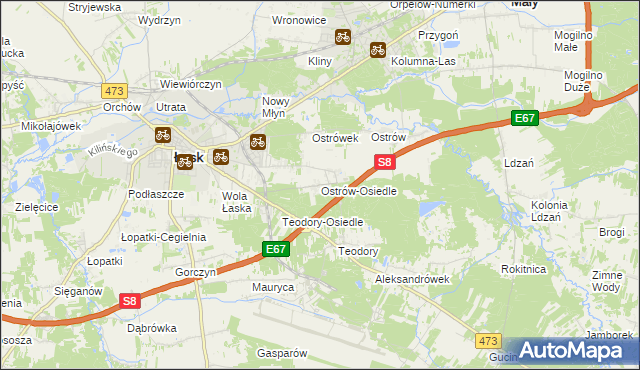 mapa Ostrów-Osiedle, Ostrów-Osiedle na mapie Targeo