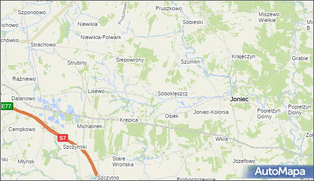mapa Soboklęszcz gmina Joniec, Soboklęszcz gmina Joniec na mapie Targeo