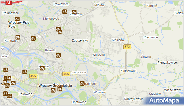 mapa Wilczyce gmina Długołęka, Wilczyce gmina Długołęka na mapie Targeo