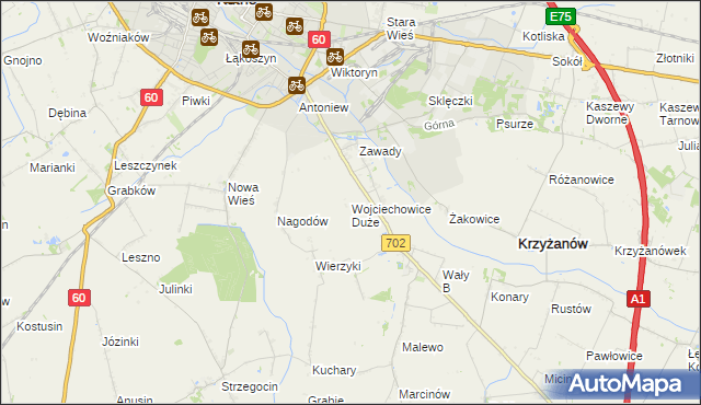 mapa Wojciechowice Duże, Wojciechowice Duże na mapie Targeo