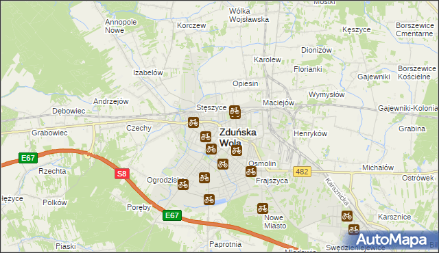 mapa Zduńska Wola, Zduńska Wola na mapie Targeo