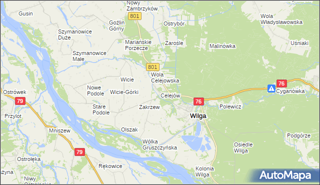 mapa Celejów gmina Wilga, Celejów gmina Wilga na mapie Targeo