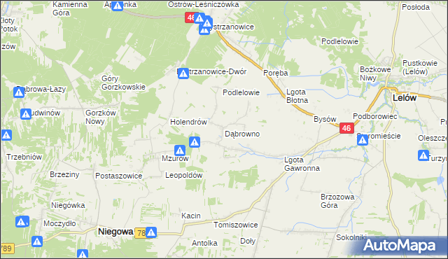 mapa Dąbrowno gmina Niegowa, Dąbrowno gmina Niegowa na mapie Targeo