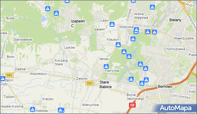 mapa Janów gmina Stare Babice, Janów gmina Stare Babice na mapie Targeo