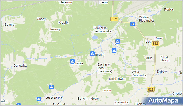 mapa Janówka gmina Biała Podlaska, Janówka gmina Biała Podlaska na mapie Targeo