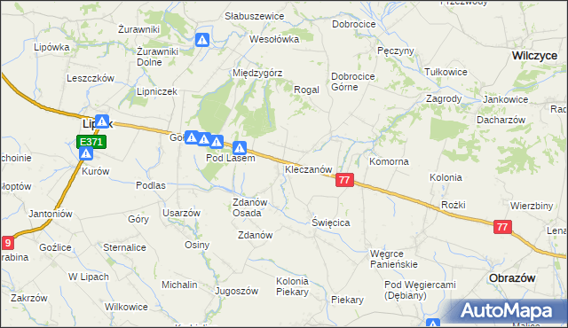 mapa Kleczanów, Kleczanów na mapie Targeo