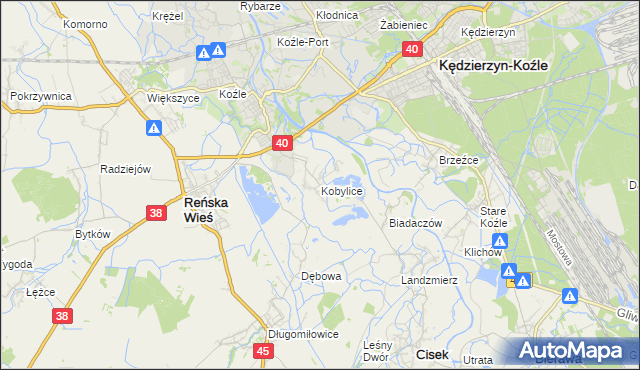 mapa Kobylice gmina Cisek, Kobylice gmina Cisek na mapie Targeo