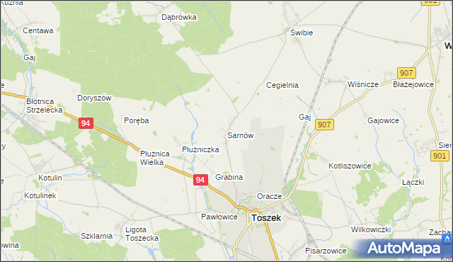 mapa Sarnów gmina Toszek, Sarnów gmina Toszek na mapie Targeo