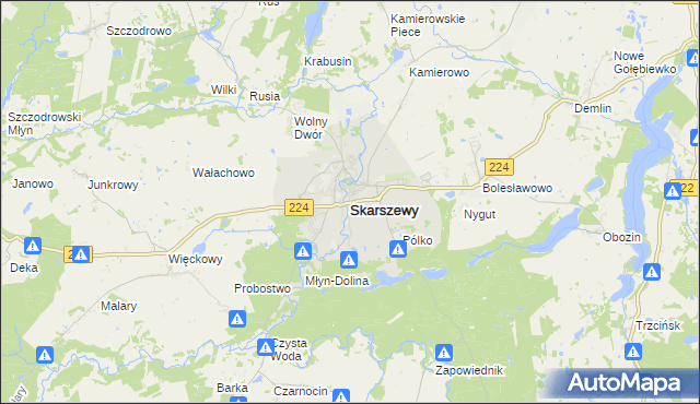 mapa Skarszewy powiat starogardzki, Skarszewy powiat starogardzki na mapie Targeo