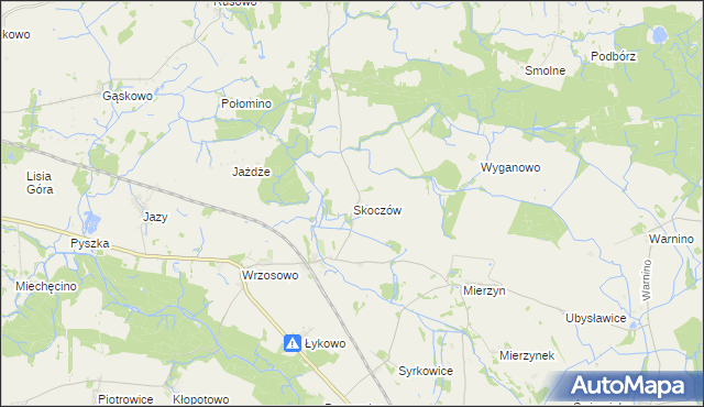 mapa Skoczów gmina Dygowo, Skoczów gmina Dygowo na mapie Targeo
