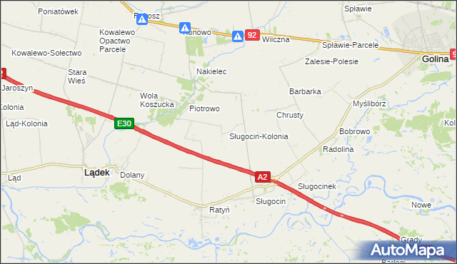 mapa Sługocin-Kolonia, Sługocin-Kolonia na mapie Targeo