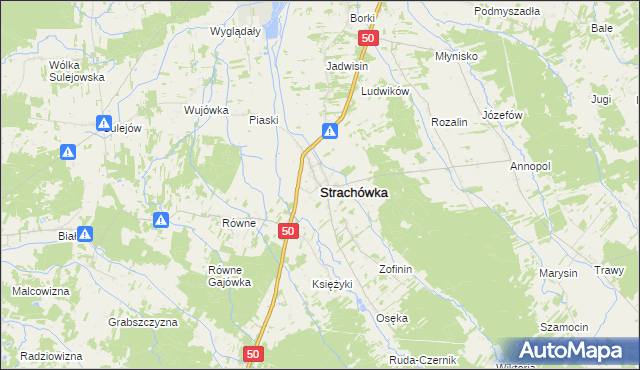 mapa Strachówka, Strachówka na mapie Targeo