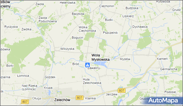mapa Wola Mysłowska, Wola Mysłowska na mapie Targeo