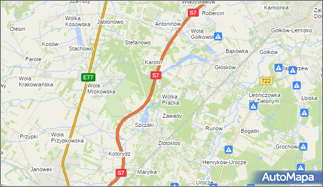 mapa Wólka Pracka, Wólka Pracka na mapie Targeo