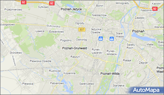 mapa Łazarz gmina Poznań, Łazarz gmina Poznań na mapie Targeo