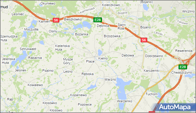 mapa Kielno gmina Szemud, Kielno gmina Szemud na mapie Targeo