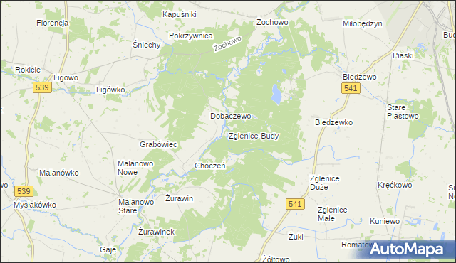 mapa Zglenice-Budy, Zglenice-Budy na mapie Targeo