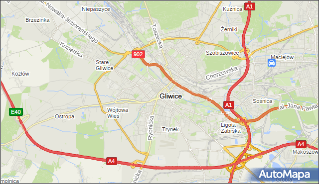 mapa Gliwic, Gliwice na mapie Targeo