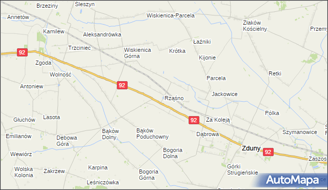 mapa Rząśno, Rząśno na mapie Targeo