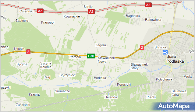 mapa Sławacinek Nowy, Sławacinek Nowy na mapie Targeo