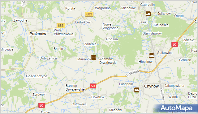 mapa Adamów Drwalewski, Adamów Drwalewski na mapie Targeo
