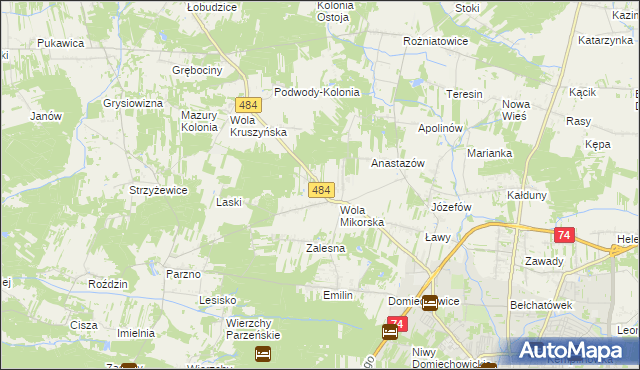 mapa Adamów gmina Bełchatów, Adamów gmina Bełchatów na mapie Targeo