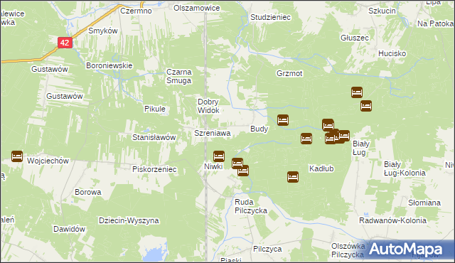 mapa Adelinów gmina Fałków, Adelinów gmina Fałków na mapie Targeo