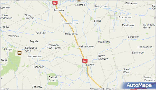 mapa Aleksandrów gmina Wiskitki, Aleksandrów gmina Wiskitki na mapie Targeo