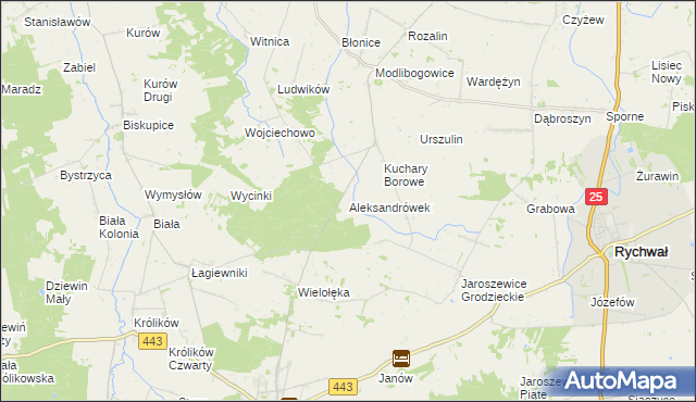 mapa Aleksandrówek gmina Grodziec, Aleksandrówek gmina Grodziec na mapie Targeo