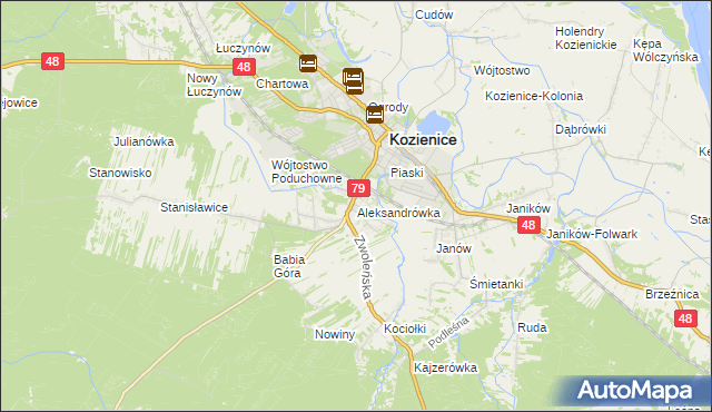 mapa Aleksandrówka gmina Kozienice, Aleksandrówka gmina Kozienice na mapie Targeo