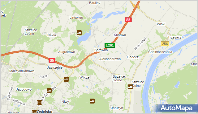 mapa Aleksandrowo gmina Dobrcz, Aleksandrowo gmina Dobrcz na mapie Targeo