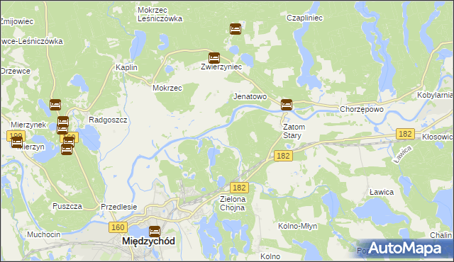 mapa Aleksandrowo gmina Międzychód, Aleksandrowo gmina Międzychód na mapie Targeo