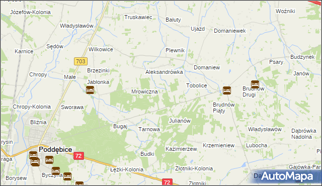 mapa Antoniew gmina Dalików, Antoniew gmina Dalików na mapie Targeo