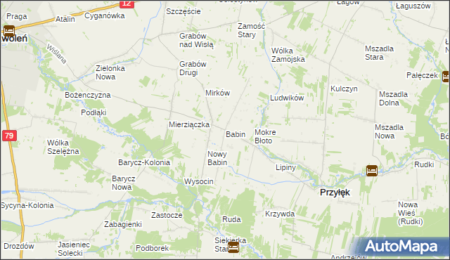mapa Babin gmina Przyłęk, Babin gmina Przyłęk na mapie Targeo