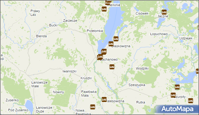 mapa Bachanowo, Bachanowo na mapie Targeo